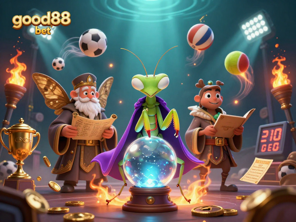 Experience the thrill of good88 bet with this vibrant 3D cartoon rendering featuring dynamic sports elements and mystical characters.