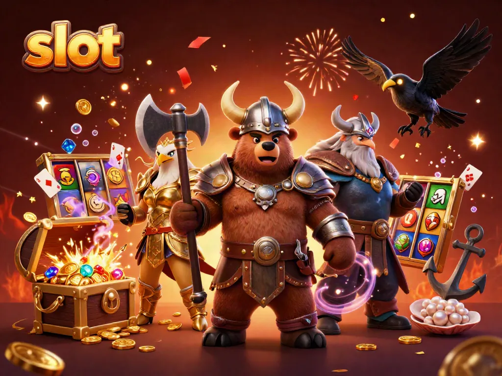 Experience thrilling slot gameplay with a Viking berserker, Valkyrie eagle, and magical elements.