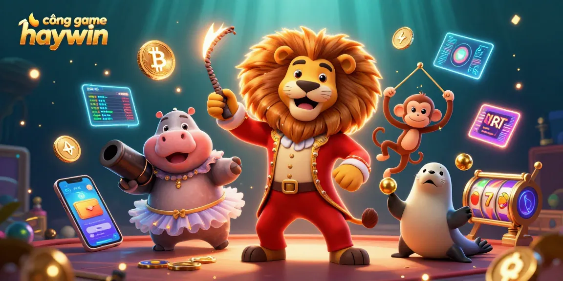 Engage in fun with cổng game haywin featuring vibrant 3D casino characters and neon crypto elements.